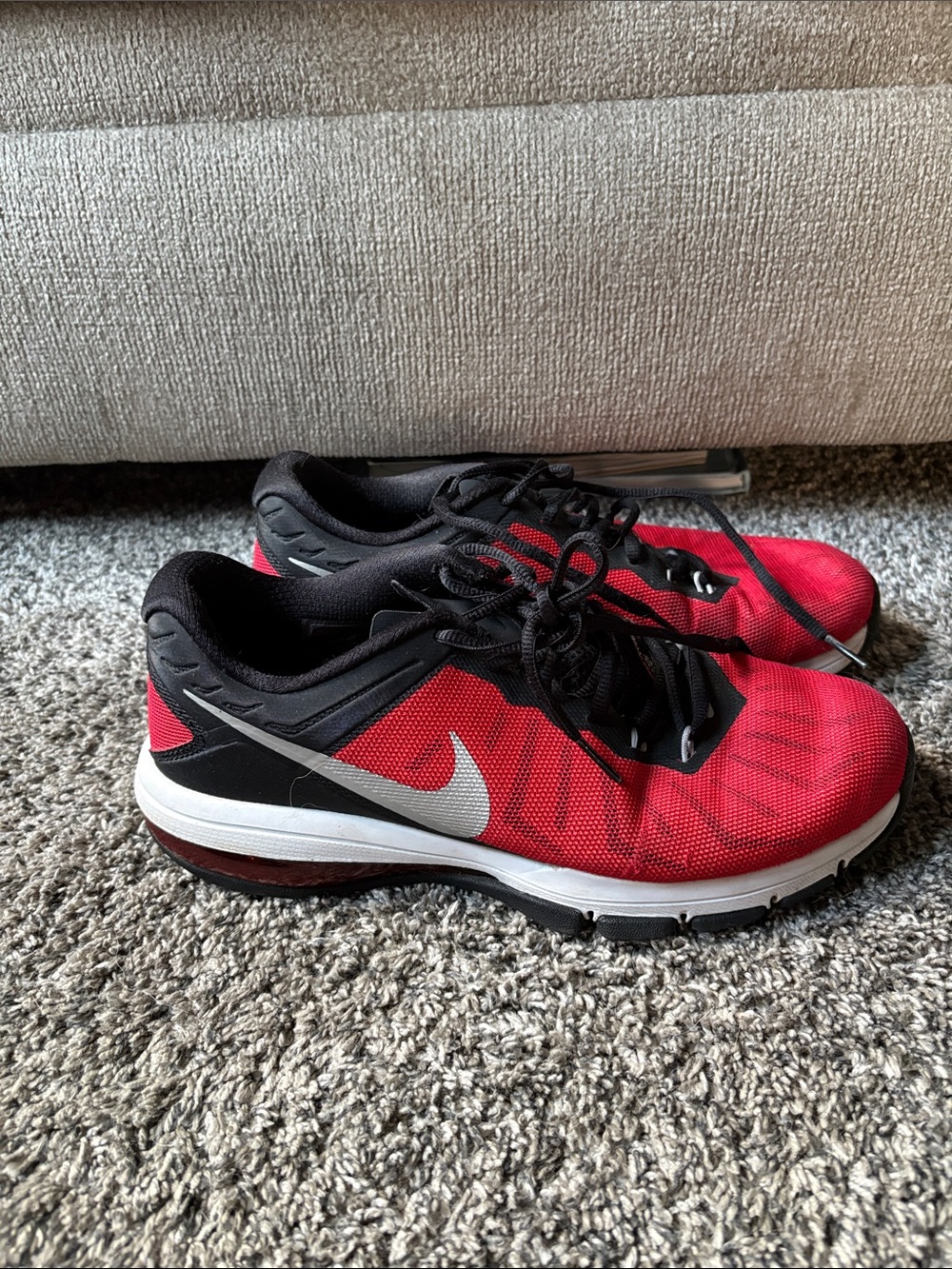 Nike Red & Black Athletic Sneakers with White Swoosh Air Max